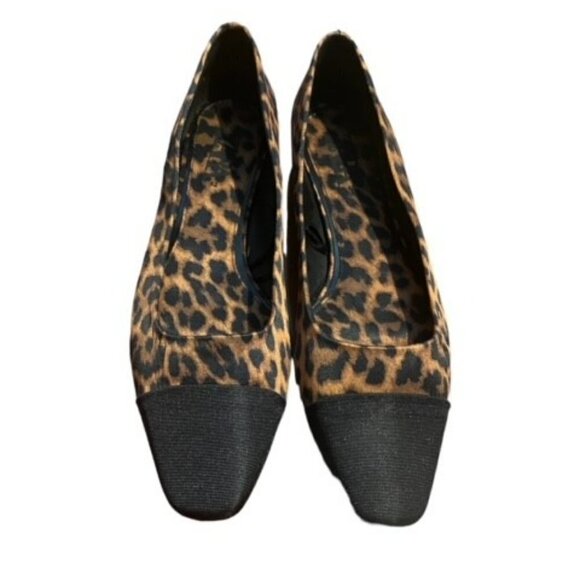 ZARA Cap Toe Animal Print Ballet Flat Leopard 10.5 Excellent Condition - Picture 3 of 6